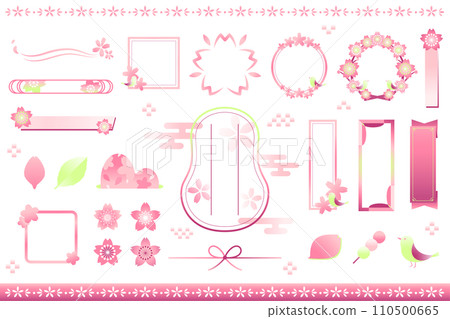 Spring image frame/icon/illustration set/no text Spring image frame/icon/illustration set/no text 110500665