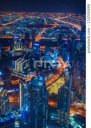 Dubai night view from Burj Khalifa observation deck 110500899
