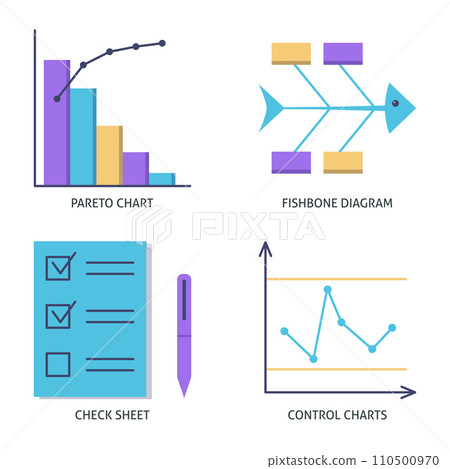 Quality control charts flat icon set 110500970
