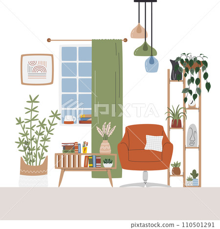Cozy leisure zone interior design in living room Cozy leisure zone interior design in living room 110501291