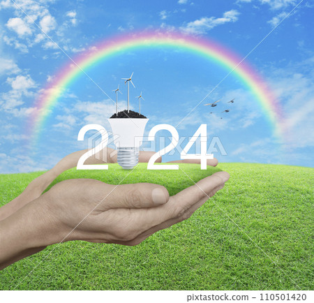 Happy new year 2024 ecological cover concept 110501420