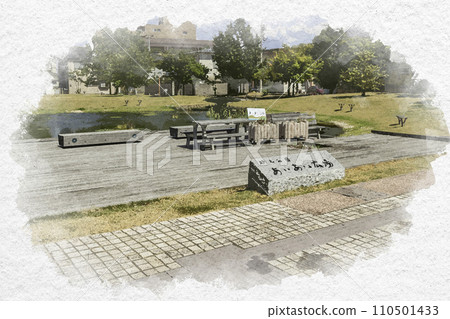 水彩風格 加賀片山津溫泉砂走公園愛愛廣場 石川縣加賀市 110501433