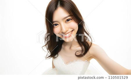 Woman in wedding dress 110501529