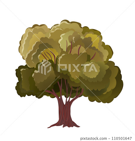 Realistic green tree. Isolated icon on white background. Spring tree for your design. Vector symbol sign. Plants, landscape design. Eco idea concept 110501647