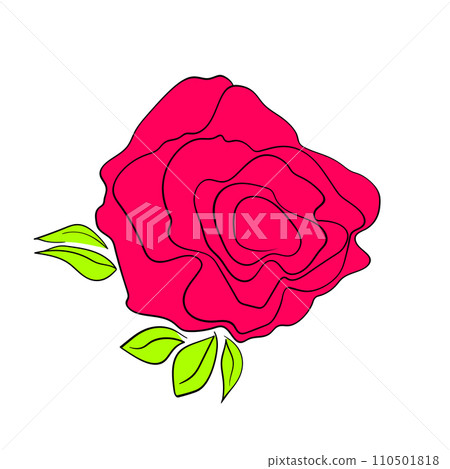 Floral set based on traditional folk art ornaments. Isolated pink and green flowers. Scandinavian style. Sweden nordic style. Vector illustration. Simple minimalistic nature element Floral set based on traditional folk art ornaments. Isolated pink and green flowers. Scandinavian style. Sweden nordic style. Vector illustration. Simple minimalistic nature element 110501818