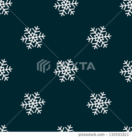 Winter seamless pattern with white snowflakes on blue background. Vector illustration for fabric, textile wallpaper, posters, gift wrapping paper. Christmas vector illustration. Falling snow 110501821