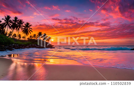 Serene sea sunset 110502839