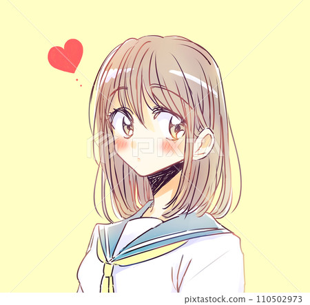 微笑的女學生喜歡棕色頭髮 微笑的女學生喜歡棕色頭髮 110502973