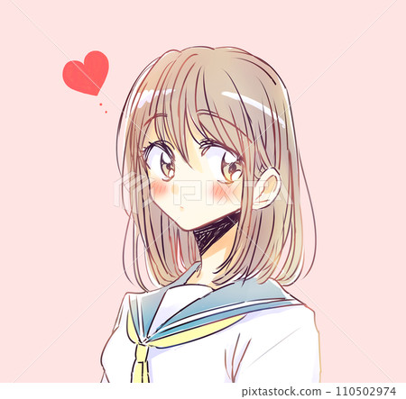 微笑的女學生喜歡棕色頭髮 微笑的女學生喜歡棕色頭髮 110502974
