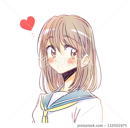 微笑的女學生喜歡棕色頭髮 微笑的女學生喜歡棕色頭髮 110502975