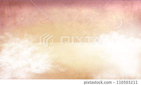 Ariake moon over the sea | Fantastic background illustration of vintage paper texture / Morning glow Ariake moon over the sea | Fantastic background illustration of vintage paper texture / Morning glow 110503211