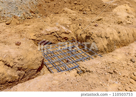 Having laid reinforcement of underground in trench, foundation can be poured 110503753