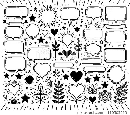 Set of speech bubbles and icons Set of speech bubbles and icons 110503913