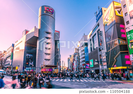 Tokyo cityscape in Japan, in front of the bustling Shibuya 109. May the new year be a wonderful time... = January 12, 2020 110504188