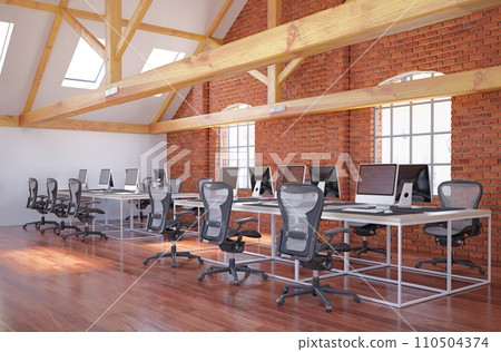 Modern bright coworking office interior. Modern bright coworking office interior. 110504374