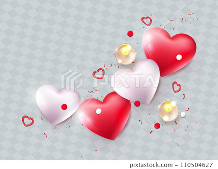 Valentine's Day, Isolated design element, wreath of hearts and tinsel 110504627
