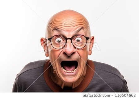 Elderly man with glasses and a surprised expression Elderly man with glasses and a surprised expression 110504668