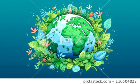 Earth covered in a blanket of green a joyous tribute to nature conservation Earth covered in a blanket of green a joyous tribute to nature conservation 110504822
