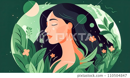 A girl in harmony with green landscapes 110504847