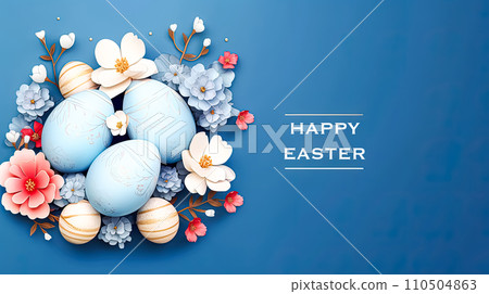 Springtime delight, Basket filled with Easter eggs 110504863