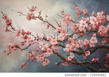 A branch with pink flowers A branch with pink flowers 110504881