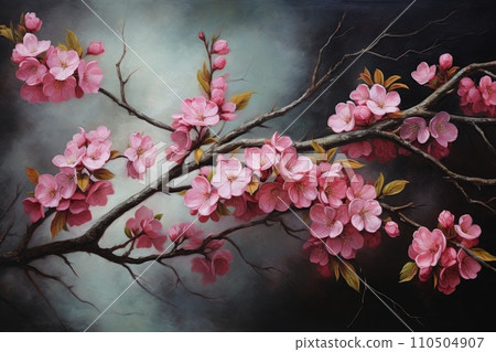 A branch with pink flowers 110504907