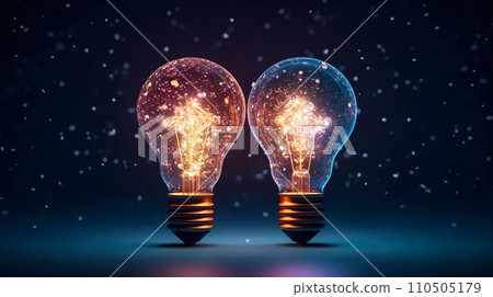 A neon light bulb on a vibrant background A neon light bulb on a vibrant background 110505179