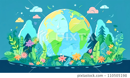 Earth Day joy, Our planet draped in green 110505198