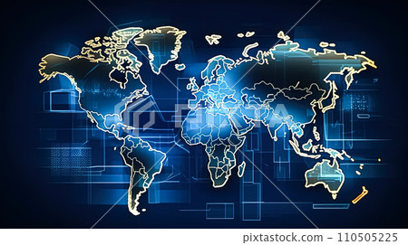 Glowing responsibility, World map in neon 110505225