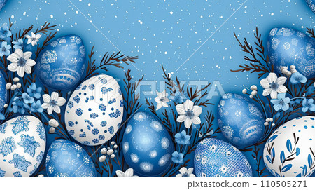 Easter bliss, Basket filled with eggs 110505271