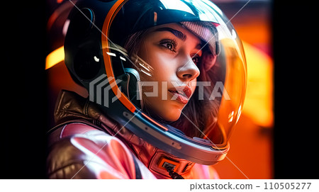 A close up reveals the resilience in the eyes of a female astronaut 110505277