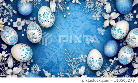 Easter bliss, Basket filled with eggs 110505279