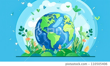 Earth Day joy, Our planet draped in green Earth Day joy, Our planet draped in green 110505406