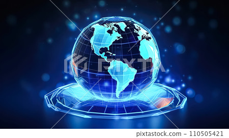 Glowing globe, Earth on a neon canvas Glowing globe, Earth on a neon canvas 110505421