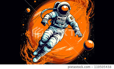 n astronaut soars through the cosmic abyss 110505438
