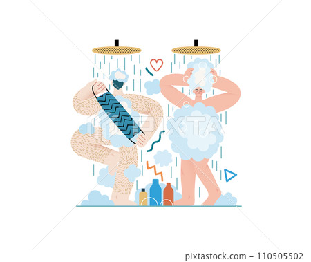 Valentine: Playful Connection - modern flat vector concept illustration of a couple in unicorn costumes holding hands. Metaphor of love, whimsical and imaginative side of romance Valentine: Playful Connection - modern flat vector concept illustration of a couple in unicorn costumes holding hands. Metaphor of love, whimsical and imaginative side of romance 110505502