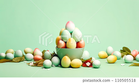 Basket of abundance, Easter eggs in a vibrant nest 110505518
