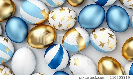 Easter treasures, Eggs nestled in a cheerful basket Easter treasures, Eggs nestled in a cheerful basket 110505519