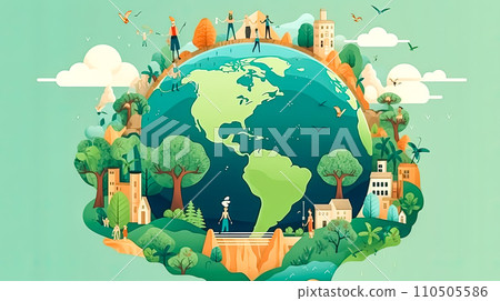 Earth, a lush oasis, A celebration of greenery and trees 110505586