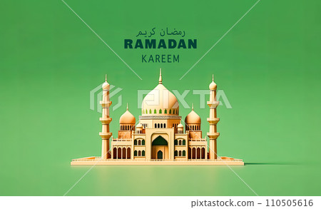 Illuminated mosque, A festive Ramadan night 110505616