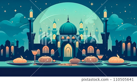 a radiant symbol of Ramadan Mubarak a radiant symbol of Ramadan Mubarak 110505641