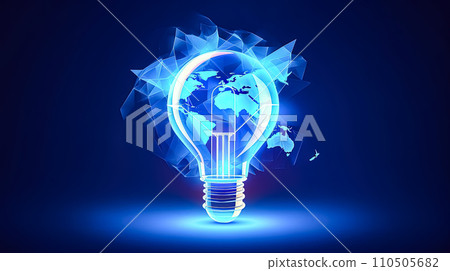Neon light bulb on a lively background 110505682