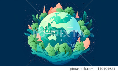 Earth covered in a blanket of green a joyous tribute to nature conservation Earth covered in a blanket of green a joyous tribute to nature conservation 110505683