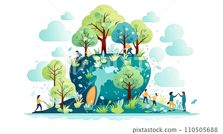 United for Earth, Diverse people against greenery United for Earth, Diverse people against greenery 110505688