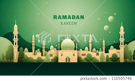 Mosque in moonlight, A Ramadan nights embrace 110505746