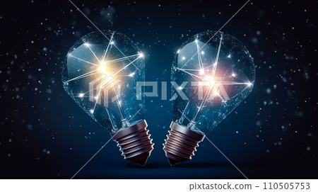 A radiant light bulb against a colorful backdrop 110505753