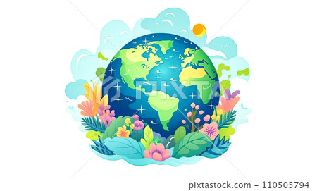 Earth Day joy, Our planet draped in green 110505794