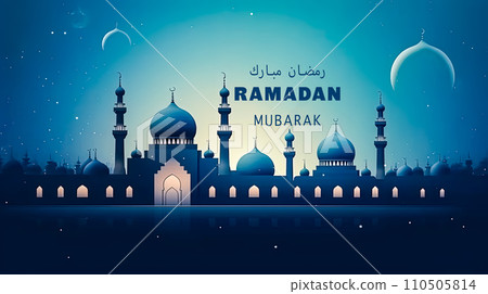 Festive mosque, A symbol of Ramadan celebration Festive mosque, A symbol of Ramadan celebration 110505814