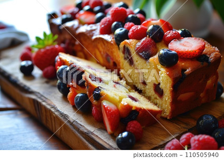 Freshly baked fruit cake with fresh fruit Freshly baked fruit cake with fresh fruit 110505940