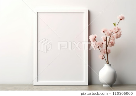 Blank picture frame mock-up on wall in modern interior. 110506060